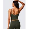 imageCRZ YOGA Butterlift Womens Scoop Neck Longline Sports Bra  U Back Adjustable Straps Workout Crop Tank Top with Built in PadsOlive Green
