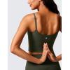imageCRZ YOGA Butterlift Womens Scoop Neck Longline Sports Bra  U Back Adjustable Straps Workout Crop Tank Top with Built in PadsOlive Green