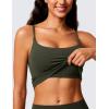 imageCRZ YOGA Butterlift Womens Scoop Neck Longline Sports Bra  U Back Adjustable Straps Workout Crop Tank Top with Built in PadsOlive Green