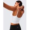 imageCRZ YOGA Butterlift Womens Scoop Neck Longline Sports Bra  U Back Adjustable Straps Workout Crop Tank Top with Built in PadsWhite