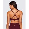 imageCRZ YOGA Butterluxe Deep VNeck Sports Bras for Women  Spaghetti Strap Criss Cross Padded Top Low Coverage Wireless YogaRed Merlot