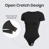 imageCRZ YOGA Butterluxe Womens Bodysuits Short Sleeve Crew Neck Body Suit Tops Sexy Thong Soft StretchyBlack
