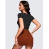 imageCRZ YOGA Butterluxe Womens Bodysuits Short Sleeve Crew Neck Body Suit Tops Sexy Thong Soft StretchyBlack