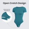 imageCRZ YOGA Butterluxe Womens Bodysuits Short Sleeve Crew Neck Body Suit Tops Sexy Thong Soft StretchyBorealis Green