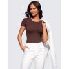 imageCRZ YOGA Butterluxe Womens Bodysuits Short Sleeve Crew Neck Body Suit Tops Sexy Thong Soft StretchyTaupe