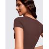 imageCRZ YOGA Butterluxe Womens Bodysuits Short Sleeve Crew Neck Body Suit Tops Sexy Thong Soft StretchyTaupe