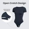 imageCRZ YOGA Butterluxe Womens Bodysuits Short Sleeve Crew Neck Body Suit Tops Sexy Thong Soft StretchyTwilight Blue