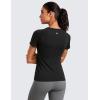 imageCRZ YOGA Seamless Workout Tops for Women Short Sleeve Athletic Tees Breathable Gym Running Yoga ShirtsBlack