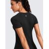 imageCRZ YOGA Seamless Workout Tops for Women Short Sleeve Athletic Tees Breathable Gym Running Yoga ShirtsBlack