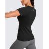 imageCRZ YOGA Seamless Workout Tops for Women Short Sleeve Athletic Tees Breathable Gym Running Yoga ShirtsBlack