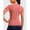 imageCRZ YOGA Seamless Workout Tops for Women Short Sleeve Athletic Tees Breathable Gym Running Yoga ShirtsBriar Rose