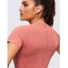 imageCRZ YOGA Seamless Workout Tops for Women Short Sleeve Athletic Tees Breathable Gym Running Yoga ShirtsBriar Rose