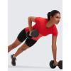 imageCRZ YOGA Seamless Workout Tops for Women Short Sleeve Athletic Tees Breathable Gym Running Yoga ShirtsDeep Red