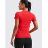 imageCRZ YOGA Seamless Workout Tops for Women Short Sleeve Athletic Tees Breathable Gym Running Yoga ShirtsDeep Red