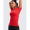 imageCRZ YOGA Seamless Workout Tops for Women Short Sleeve Athletic Tees Breathable Gym Running Yoga ShirtsDeep Red