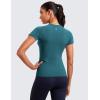 imageCRZ YOGA Seamless Workout Tops for Women Short Sleeve Athletic Tees Breathable Gym Running Yoga ShirtsGreen Jade