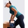 imageCRZ YOGA Seamless Workout Tops for Women Short Sleeve Athletic Tees Breathable Gym Running Yoga ShirtsGreen Jade