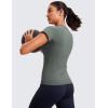 imageCRZ YOGA Seamless Workout Tops for Women Short Sleeve Athletic Tees Breathable Gym Running Yoga ShirtsGrey Sage