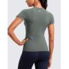 imageCRZ YOGA Seamless Workout Tops for Women Short Sleeve Athletic Tees Breathable Gym Running Yoga ShirtsGrey Sage