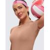 imageCRZ YOGA Seamless Workout Tops for Women Short Sleeve Athletic Tees Breathable Gym Running Yoga ShirtsMocha Mousse