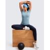 imageCRZ YOGA Seamless Workout Tops for Women Short Sleeve Athletic Tees Breathable Gym Running Yoga ShirtsPure Blue
