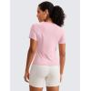 imageCRZ YOGA Seamless Workout Tops for Women Short Sleeve Athletic Tees Breathable Gym Running Yoga ShirtsRose Blush