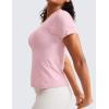imageCRZ YOGA Seamless Workout Tops for Women Short Sleeve Athletic Tees Breathable Gym Running Yoga ShirtsRose Blush