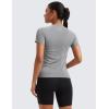 imageCRZ YOGA Seamless Workout Tops for Women Short Sleeve Athletic Tees Breathable Gym Running Yoga ShirtsSlate Grey Marl