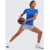 imageCRZ YOGA Seamless Workout Tops for Women Short Sleeve Athletic Tees Breathable Gym Running Yoga ShirtsSparkle Blue