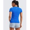 imageCRZ YOGA Seamless Workout Tops for Women Short Sleeve Athletic Tees Breathable Gym Running Yoga ShirtsSparkle Blue