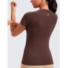 imageCRZ YOGA Seamless Workout Tops for Women Short Sleeve Athletic Tees Breathable Gym Running Yoga ShirtsTaupe