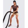 imageCRZ YOGA Seamless Workout Tops for Women Short Sleeve Athletic Tees Breathable Gym Running Yoga ShirtsTaupe