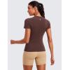 imageCRZ YOGA Seamless Workout Tops for Women Short Sleeve Athletic Tees Breathable Gym Running Yoga ShirtsTaupe