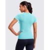imageCRZ YOGA Seamless Workout Tops for Women Short Sleeve Athletic Tees Breathable Gym Running Yoga ShirtsTurquoise