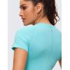 imageCRZ YOGA Seamless Workout Tops for Women Short Sleeve Athletic Tees Breathable Gym Running Yoga ShirtsTurquoise