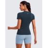 imageCRZ YOGA Seamless Workout Tops for Women Short Sleeve Athletic Tees Breathable Gym Running Yoga ShirtsTwilight Blue