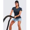 imageCRZ YOGA Seamless Workout Tops for Women Short Sleeve Athletic Tees Breathable Gym Running Yoga ShirtsTwilight Blue