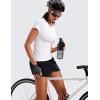 imageCRZ YOGA Seamless Workout Tops for Women Short Sleeve Athletic Tees Breathable Gym Running Yoga ShirtsWhite
