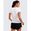 imageCRZ YOGA Seamless Workout Tops for Women Short Sleeve Athletic Tees Breathable Gym Running Yoga ShirtsWhite