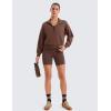 imageCRZ YOGA SoftAura Half Zip Sweatshirt for Women Long Sleeve Pullover Workout Casual Funnel Neck Tops with PocketCoffee Brown