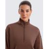 imageCRZ YOGA SoftAura Half Zip Sweatshirt for Women Long Sleeve Pullover Workout Casual Funnel Neck Tops with PocketCoffee Brown