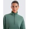 imageCRZ YOGA SoftAura Half Zip Sweatshirt for Women Long Sleeve Pullover Workout Casual Funnel Neck Tops with PocketDark Forest Green
