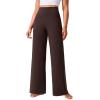 imageCRZ YOGA Womens Butterlift High Waisted Wide Leg Pants with Pockets 29quot31quot33quot  Yoga Lounge Buttery Soft Comfy CasualHot Fudge Brown
