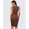 imageCRZ YOGA Womens Butterluxe Summer Sleeveless Midi Dresses Casual Work Cocktail Party Ruched Pencil BodyconCoffee Brown