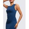 imageCRZ YOGA Womens Butterluxe Summer Sleeveless Midi Dresses Casual Work Cocktail Party Ruched Pencil BodyconFrench Navy