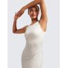 imageCRZ YOGA Womens Butterluxe Summer Sleeveless Midi Dresses Casual Work Cocktail Party Ruched Pencil BodyconMilky White Bone