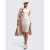 imageCRZ YOGA Womens Butterluxe Summer Sleeveless Midi Dresses Casual Work Cocktail Party Ruched Pencil BodyconMilky White Bone