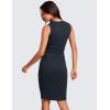 imageCRZ YOGA Womens Butterluxe Summer Sleeveless Midi Dresses Casual Work Cocktail Party Ruched Pencil BodyconTrue Navy
