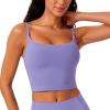 imageCRZ YOGA Butterlift Womens Scoop Neck Longline Sports Bra  U Back Adjustable Straps Workout Crop Tank Top with Built in PadsDark Lavender Purple
