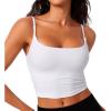 imageCRZ YOGA Butterlift Womens Scoop Neck Longline Sports Bra  U Back Adjustable Straps Workout Crop Tank Top with Built in PadsWhite